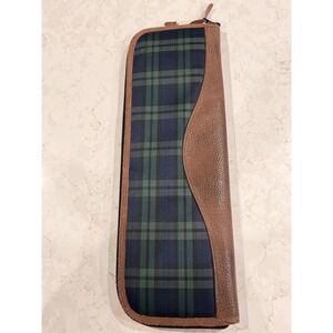 Vintage Black Scottish Plaid Travel Tie Case Organizer Brown Zippered Carrier